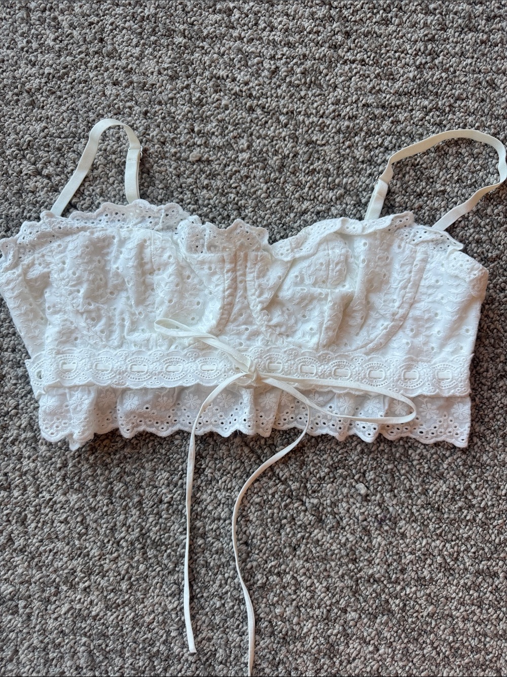 House of CB White Eyelet Lace Cropped Camisole